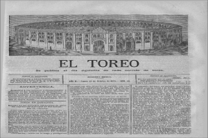 Eine alte Zeitung mit einem Konzertsaal mit großer Aula und mehreren Sitzreihen, wahrscheinlich Beschreibung eines Ereignisses oder des Veranstaltungsorts.