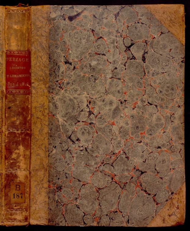 Ein abgenutztes, altes Buch mit einem gebrochenen und zerfransten Einband, zerbröckelnden Seiten und einem altertümlichen Aussehen vor einem dunklen Hintergrund.