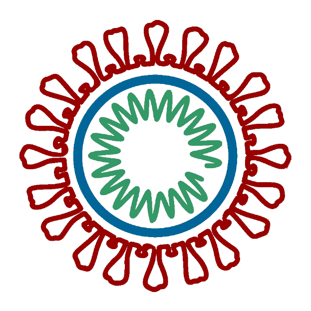 Ein kreisförmiges Logo mit einer roten, grünen und blauen Blume in der Mitte auf schwarzem Hintergrund, verbunden mit den National Institutes of Health (NIH).