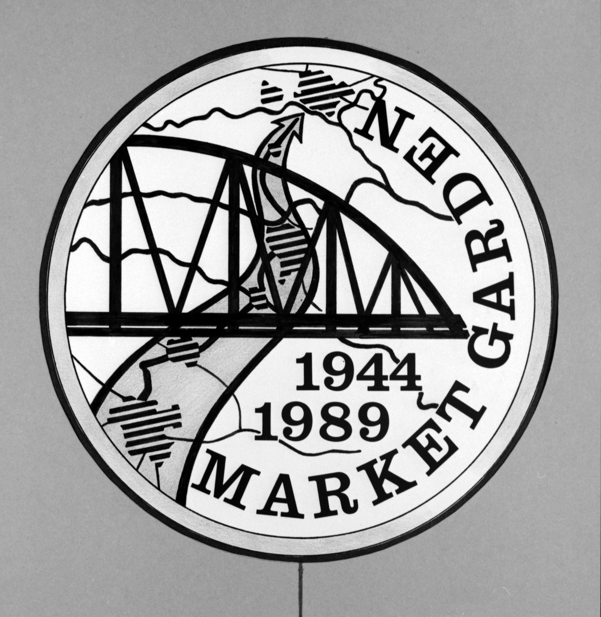 Ein Schwarz-Weiß-Logo des niederländischen Marktes mit Text.