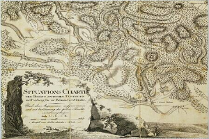 Alte Karte von London, England, mit Textdetails zu Dresden und Freiburg, auf Papier gedruckt, mit einer Tabelle der Route zwischen den beiden Städten im Hintergrund.