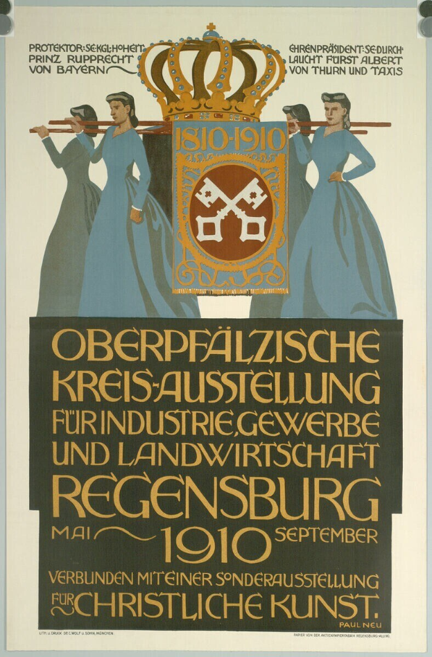 Plakat zur deutschen Revolution von 1910, das eine Gruppe von Menschen und eine Krone zeigt und Text zur Ereignisdetails enthält.