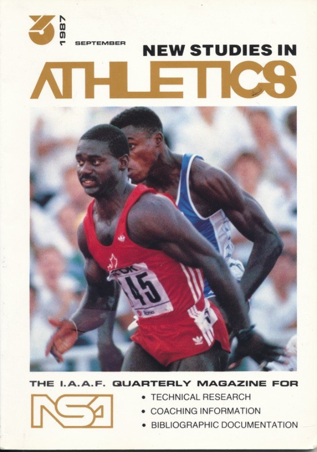 Titelbild eines Buches mit dem Titel "Neue Studien im Athletics September 1987", das zwei Personen auf dem Cover zeigt.