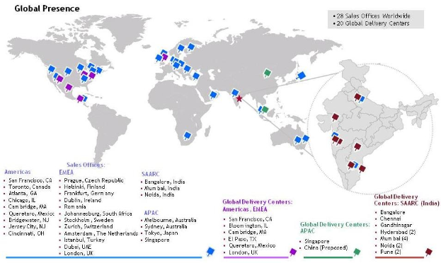 Weltkarte mit markierten globalen Lieferzentren und begleitendem erklärendem Text.