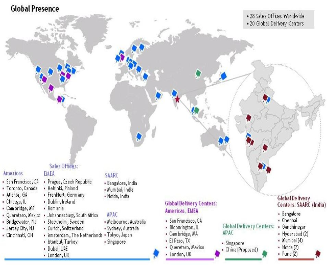 Weltkarte mit markierten globalen Lieferzentren und begleitendem erklärendem Text.
