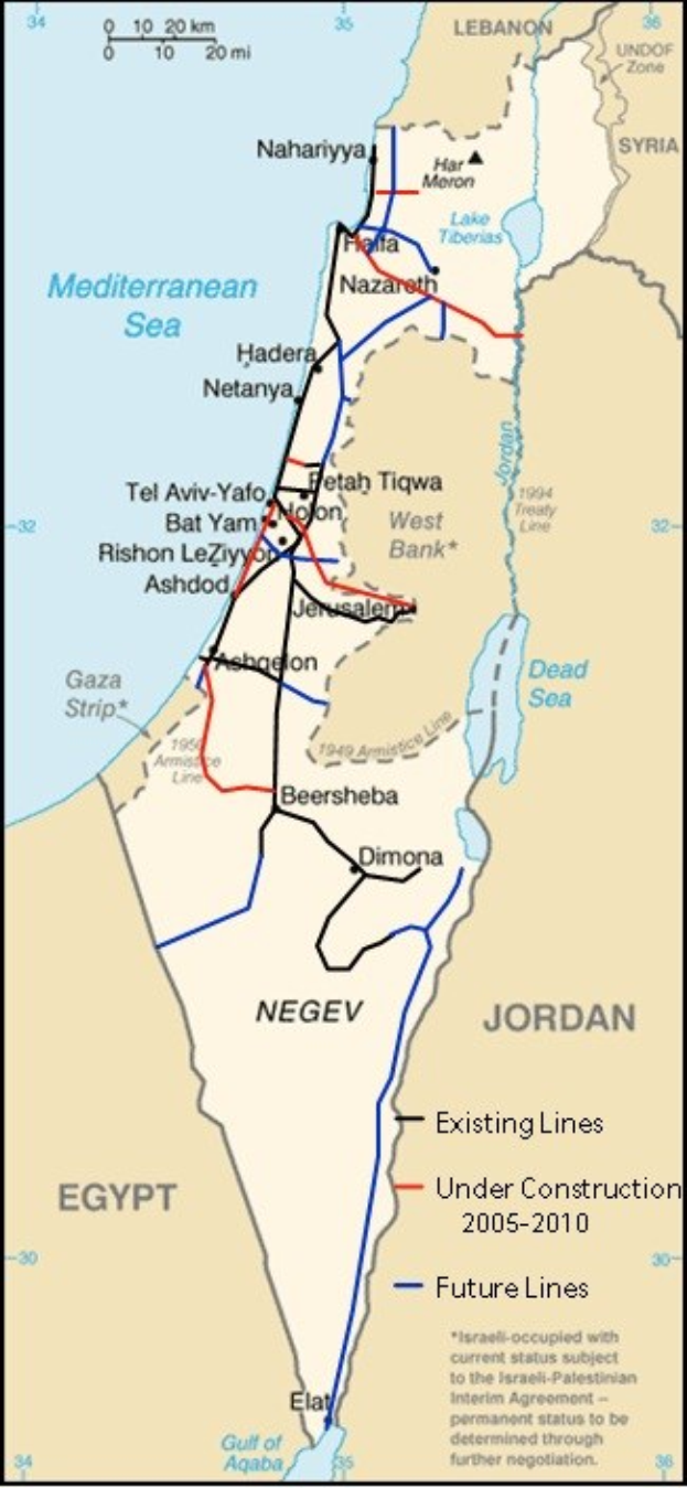 Eine detaillierte Karte von Israel und Palästina, die Städte, Flüsse und andere geografische Merkmale zeigt, mit Text und Linien, die den Konflikt zwischen den beiden Ländern anzeigen.